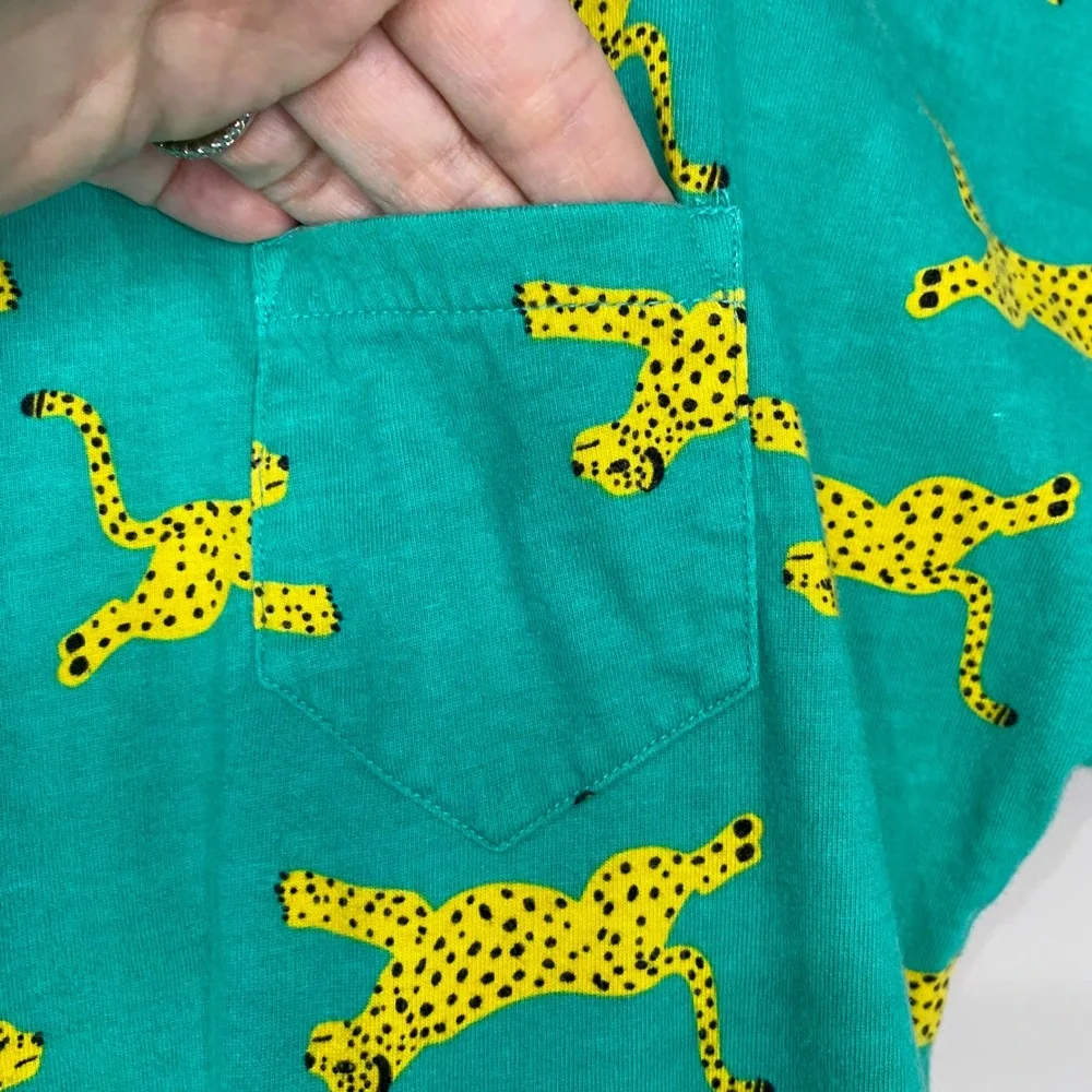 Hanna Andersson Green Cheetah Print Cotton T-Shirt Dress Girls Size 8 130cm